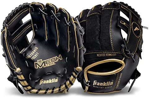 Franklin Sports Kids Baseball Glove + Ball Sets - Meshtek Youth Teeball Gloves for Kids + Toddlers - Left + Right Hand Throw Mitts + Glove Sets with Foam Balls - Boys + Girls Gloves - 9.5" Inch