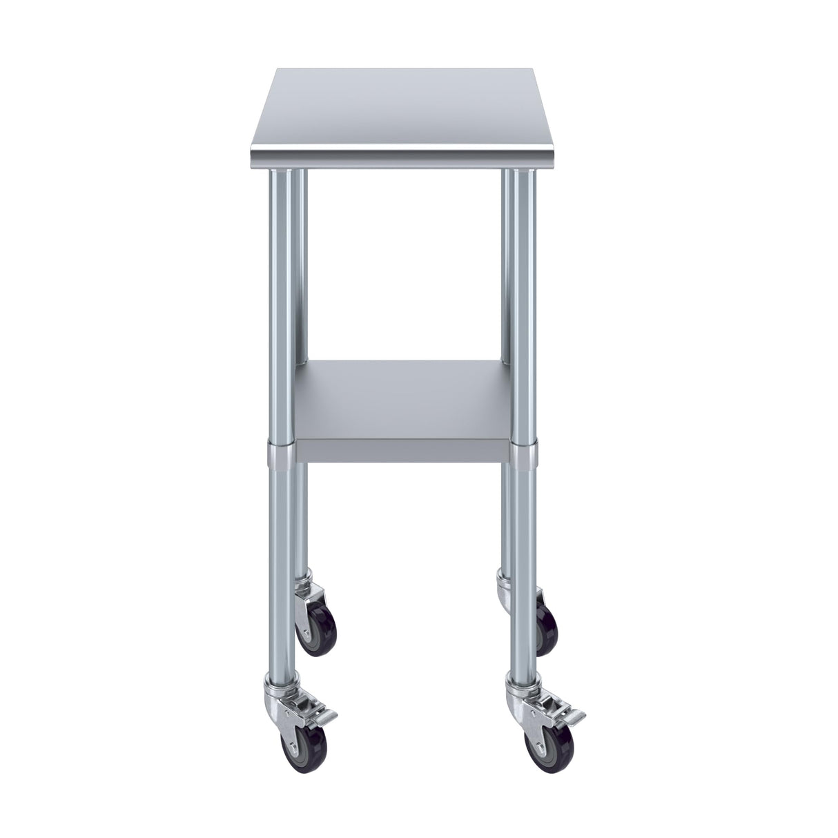 AmGood 18 in. x 18 in. Stainless Steel Work Table with Wheels | Metal Kitchen Food Prep Table | NSF