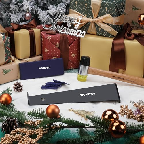 WORKPRO Laminate Wood Flooring Installation Kit with Reinforced Double-Faced Mallet, Heavy Duty Pull Bar, Tapping Block and 30-Piece Spacers Included,Multicolor