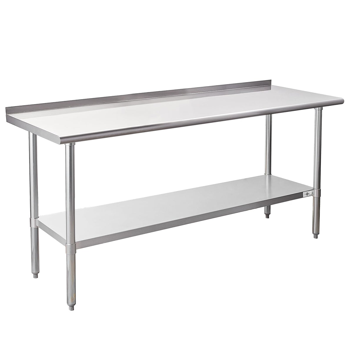 Profeeshaw Stainless Steel Prep Table NSF Commercial Work Table with Backsplash and Undershelf for Kitchen Restaurant 72x24 Inch