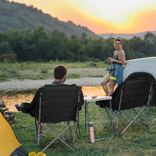 Oversized XL Camping Chairs for Adults Heavy Duty Suproot 500 lbs Outdoor Folding Chairs Padded Portable Lawn Chairs Camp Chairs with Cup Holder