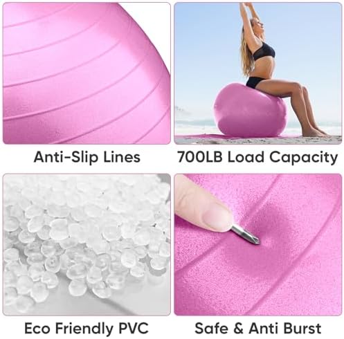 APEXUP Yoga & Pilates Ball - Anti Slip Heavy Duty Gym Ball for Fitness, Balance & Core Workout