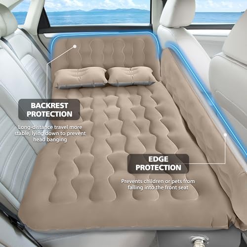 Car Air Mattress Back Seat Inflatable Bed - Inflatable Thickened and Double SUV Mattress with Air Pump Portable Foldable Car Air Bed for Home Car Travel Camping