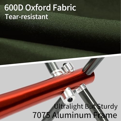 Camping Chairs, All Aluminum Frame Portable Folding Camp Chair for Adults, Heavy Duty High Back Collapsible with Built-in Pillow, Side Pocket, Carry Bag for Backpacking, Hiking, Beach