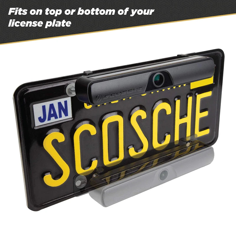 SCOSCHE WBUSSPF43 Wireless Solar Powered Backup Camera System with 4.3” Color Dash Monitor and License Plate Frame for Cars, Trucks and SUV’s