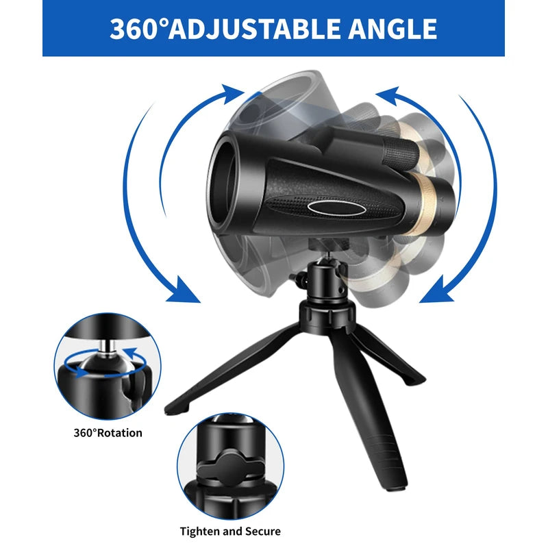 80x100 High Power Monocular Telescope with Smartphone Adapter Tripod, Larger Vision Monoculars for Adults with BAK4 Prism, Suitable for Bird Watching Hunting Hiking Camping Wildlife
