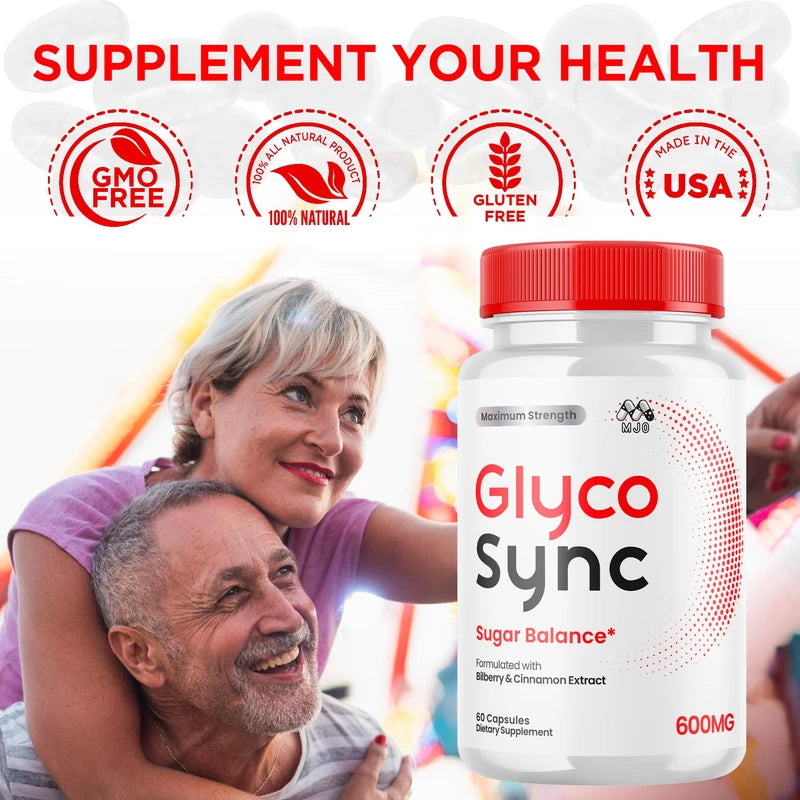 Glyco Sync Capsules - Glyco Sync Maximum Strength Sugar Support Pills, All Natural GlycoSync Once Daily Capsule for Health & Wellness Advanced Cinnamon Extract and Bilberry Formula (60 Capsules)