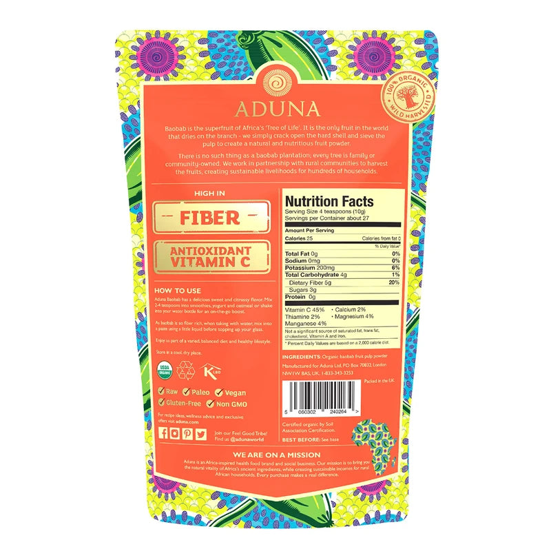 Aduna Non-Heating baobabusu-pa-huru-tupauda- (Baobab Fruit Pulp Powder) , , ,