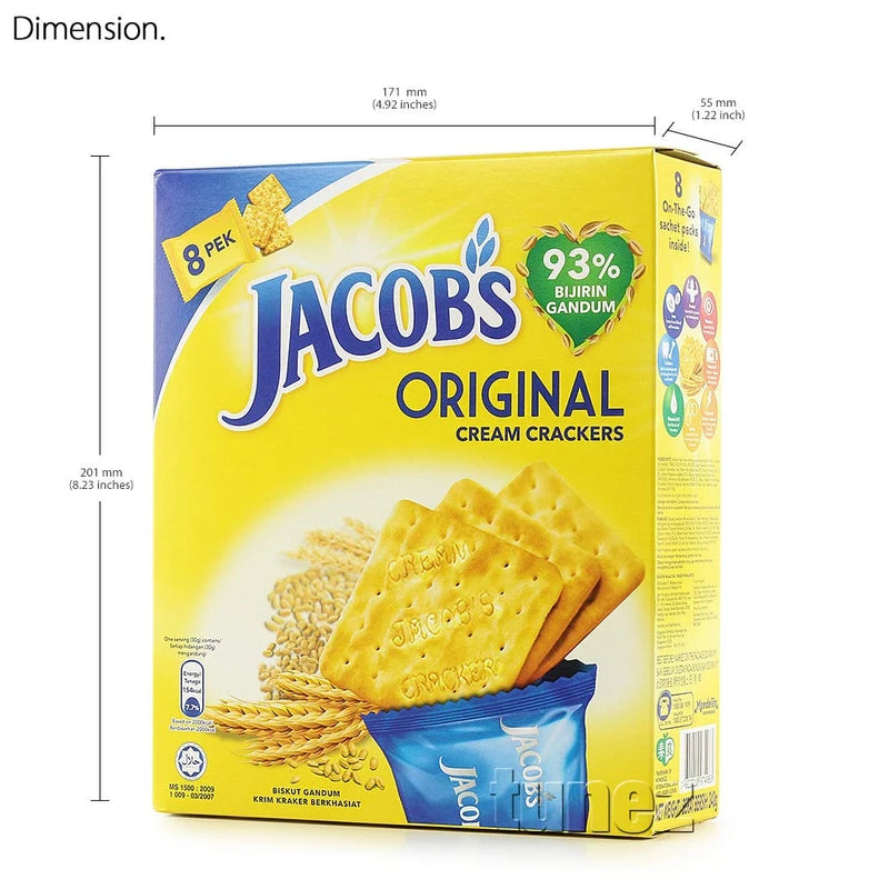 Mondelez Malaysia Jacob's Original Cream Crackers Wheat Cereal Multipack Breakfast Snacks Halal Food Biscuit Biskut 240g x 2 Packs (16 sachets)