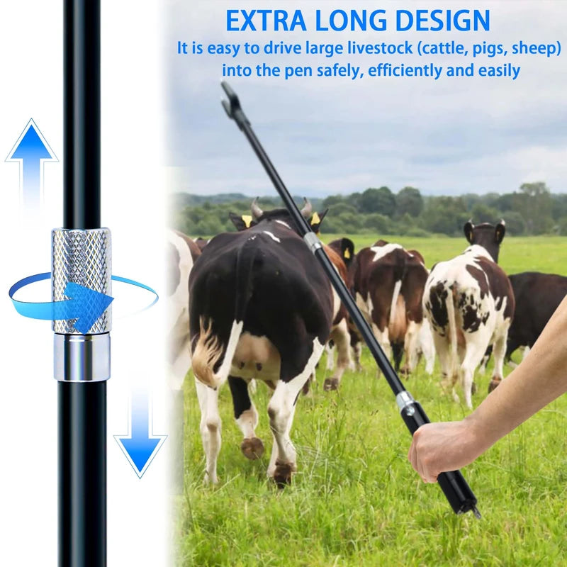 Kehail Retractable Aluminum Cattle Prod, 43.6" Waterproof Cattle Prod Stick, Rechargeable Electric Livestock Prod (1 Pack)