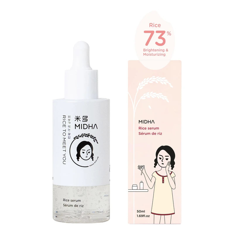 MIDHA Rice Serum 50ml for skin moisturizing, tightening and revitalizing, Day and Night use, Quick absorption, Vegan