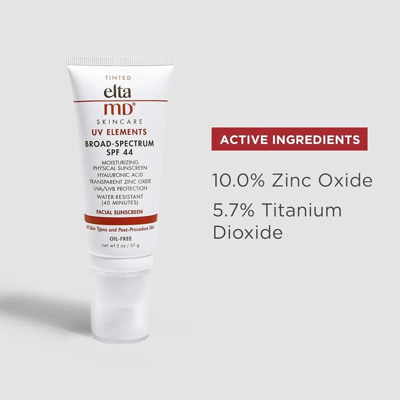 EltaMD UV Elements Tinted Moisturizer with Broad-Spectrum SPF 44, Mineral Face Sunscreen, Water-Resistant, Oil-Free, Face Moisturizer 2.0 oz Airless Pump - Specification: SPF 44