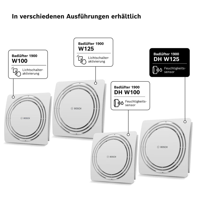 Bosch 1900 DH W125 Quiet Bathroom Fan with Humidity Sensor