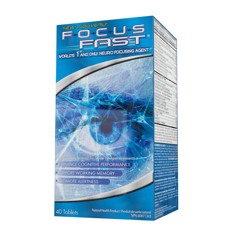 Focus Fast Clear Brain Nootropic Supplement, 40 Count, for Men & Women - Focus Pills for Concentration, Brain Booster & Memory Support – Vitamins, Choline, Ginseng, Gingko & More