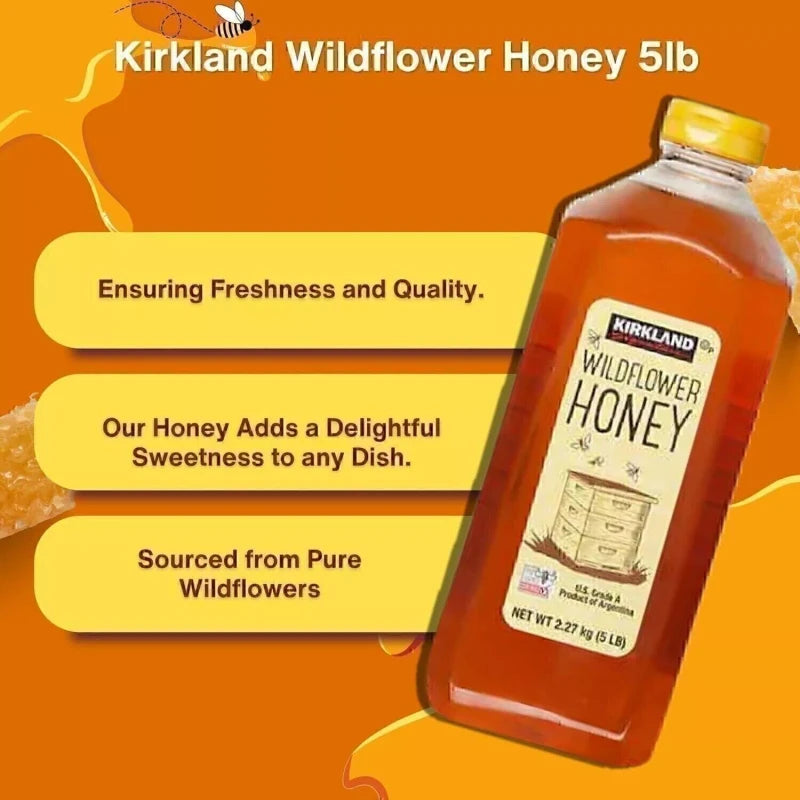 Kirkland Signature Wildflower Honey U.S Grade A - Sugar-Free - 2.27kg (5LB)