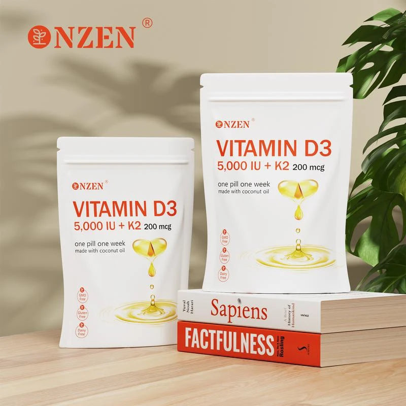 NZEN|Vitamin D3 K2 Supplement Softgels Healthcare Optimum Edible Fitness Dietary| 240 capsules
