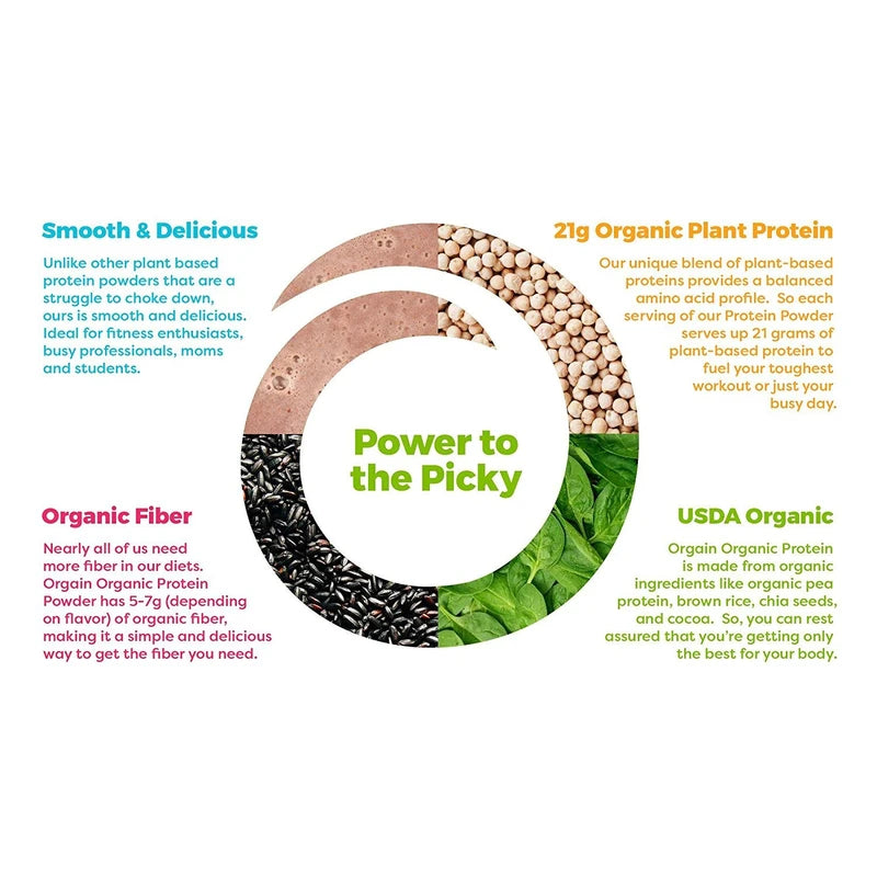 Orgain Organic Vegan Protein Powder, Peppermint Hot Cocoa Seasonal Holiday Flavor - 21g of Plant Based Protein, Non Dairy, Gluten Free, 2g of Fiber, No Sugar Added, Soy Free, Non-GMO, 1.02 Lb