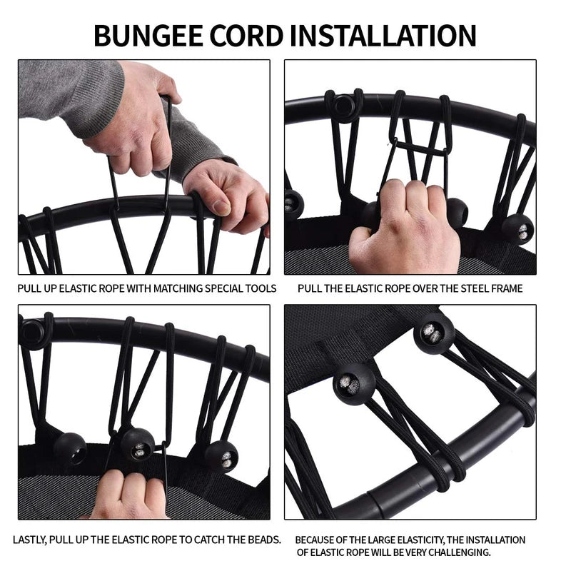 Newan 40'' Silent Fitness Mini Trampoline - Indoor Rebounder for Adults - Best Urban Cardio Jump Fitness Workout Trainer, Covered Bungee Rope System - Max Limit 330 lbs