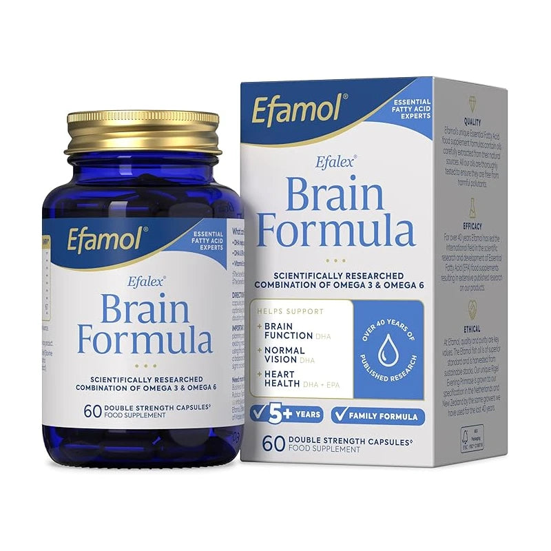 Efamol Efalex Brain Formula Capsules - 60 Fish Oil Capsules | Fish Oil Omega 3 Brain Supplement & Omega 6 Evening Primrose Oil Capsules | DHA Supports Normal Brain Function | Suitable from 5+