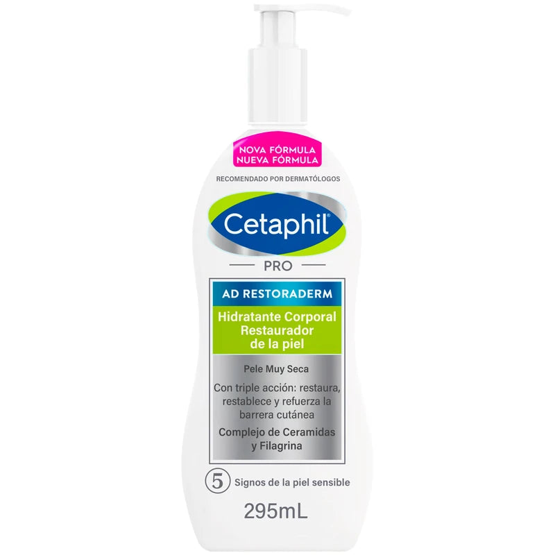 CETAPHIL PRO AD Restoraderm Hidrtante 1 pz 295 ml Restaura, Restablece y Refuerza la Barrera Cutánea Recomendada por Dermatólogos para Piel Sensible