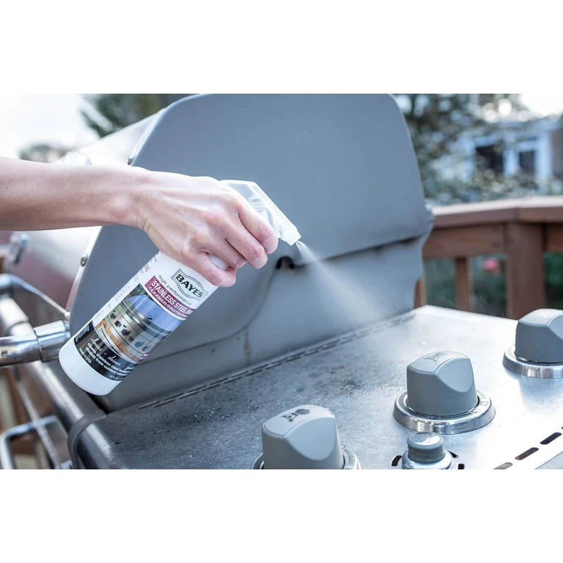 Bayes High-Performance Stainless Steel BBQ Cleaner, Polish, and Protectant - Cleans, Shines and Protects Exterior Stainless Steel Barbecue Surfaces, Shields from Outdoor Elements - 16 oz