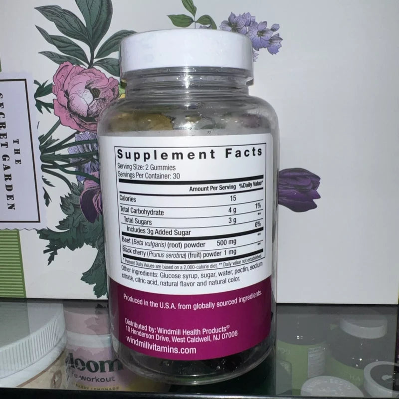 WELLNESS garden BEET Gummies Supplements Black Cherry Flavor 60 Ct Circulation