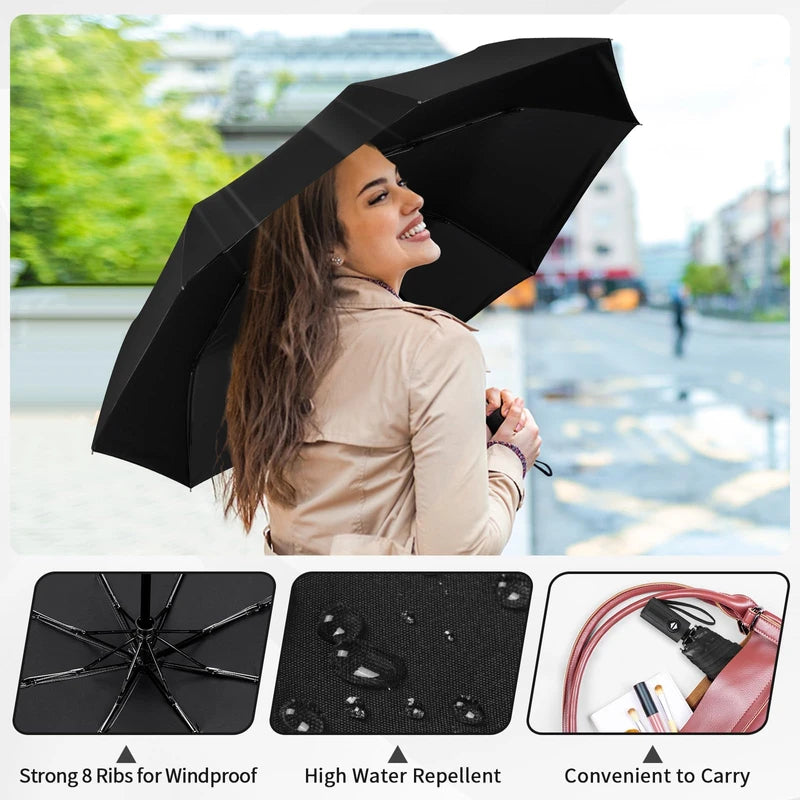 Yoobure Windproof Travel Umbrella, Automatic Umbrellas for Rain, Portable & Compact Umbrella for Backpack, Sun Umbrella for Walking, Folding Small Umbrella for Car, Lightweight Strong UV Protection
