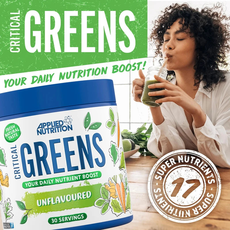Applied Nutrition Critical Greens - Super Greens Powder, Boost Your Immune System with Superfood Nutrients, Natural Super Greens Taste, Vegan Friendly (150g - 30 Servings)
