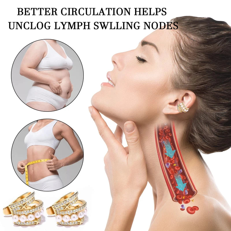 Astennu Lymphvity Auriculotherapy White Onyx Ear Cuff Slimio Auricular Rowline Earrings Earacupressure White Onyxes Detoxiear Cuffs Lymphatic Drainage Earrings Non Pierced Clip on Ear Cuffs