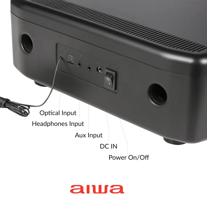 Aiwa AIWA Exos Home Speaker, Premium 30W RMS Sound System with CD Player, Bluetooth Connectivity, FM Radio, Optical Digital Input, Dual 1 Tweeters + Dual 2 Bass Units, IR Remote Control