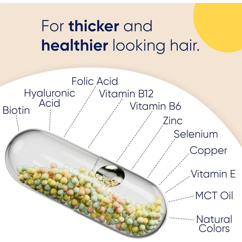 Moerie Hair Growth Supplement for Women & Men - Hair, Skin, and Nails Vitamins With Biotin, Q10 & Minerals - For Thicker, Fuller Hair & Hair Loss Treatment - Advanced Beadlet Delivery System - 120 Pills ( 60 Pills x 2 Bottles)