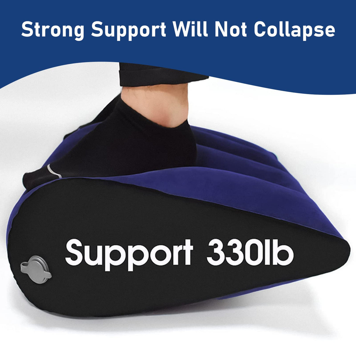 Portable Wedge Pillow Inflatable Cushion - Body Positioners Lightweight Wedge Pillow for Sleeping, Leg Elevation, Use in Bed, Travel, Camping, Fast Inflating Deflation (Blue)