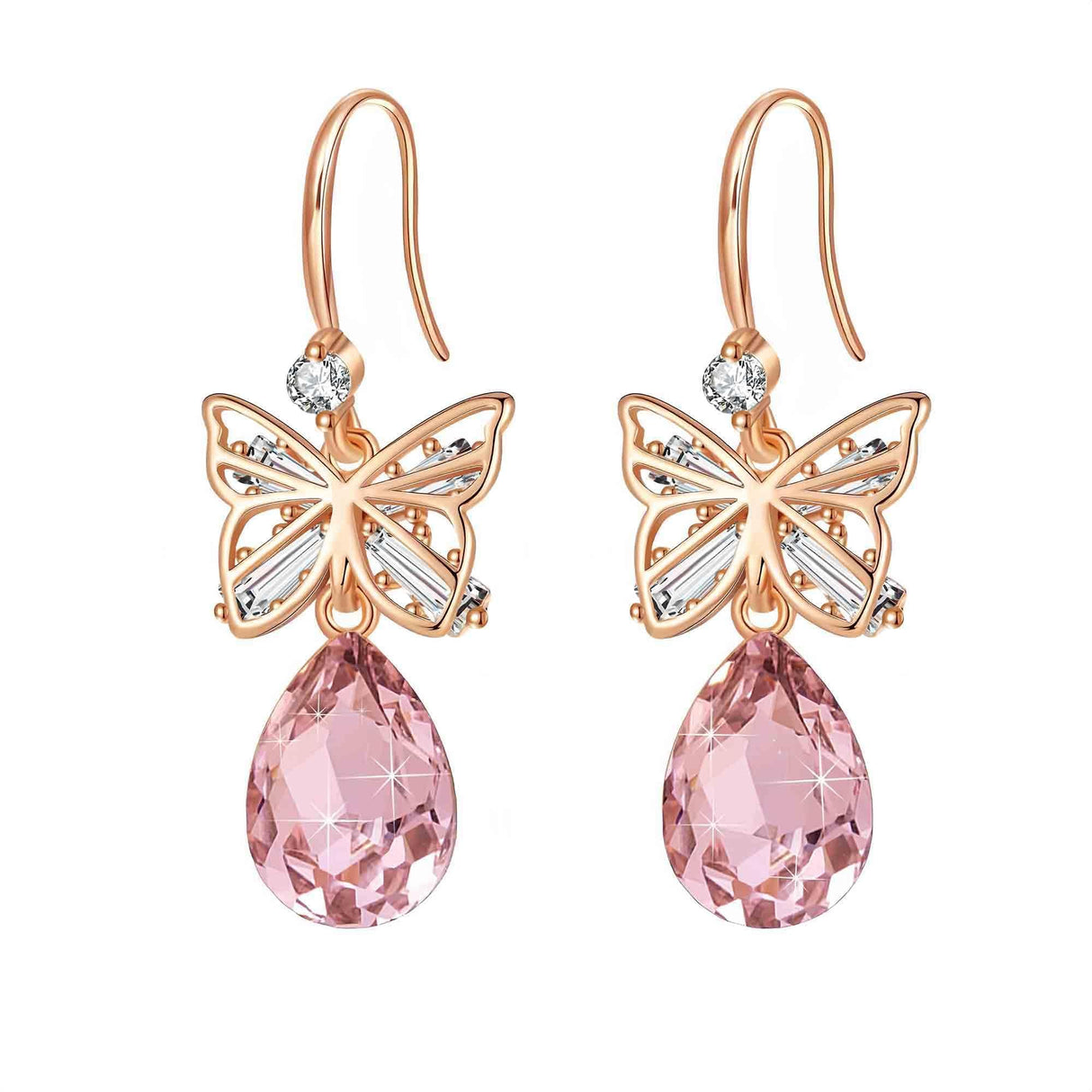 EVEVIC Austrian Crystal Butterfly Teardrop Drop Earrings for Women