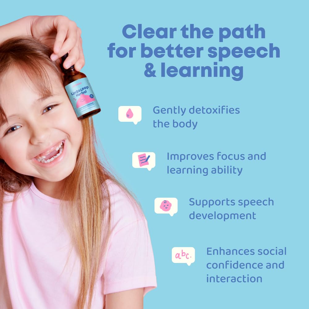 JoySpring Lions Mane for Kids | Speech Delay Supplement for Kids & Toddlers | Lion’s Mane Mushroom, Gotu Kola & Ashwagandha for Speech Therapy & Cognitive Support – Easy-Take Liquid | LingoLeap Herbal