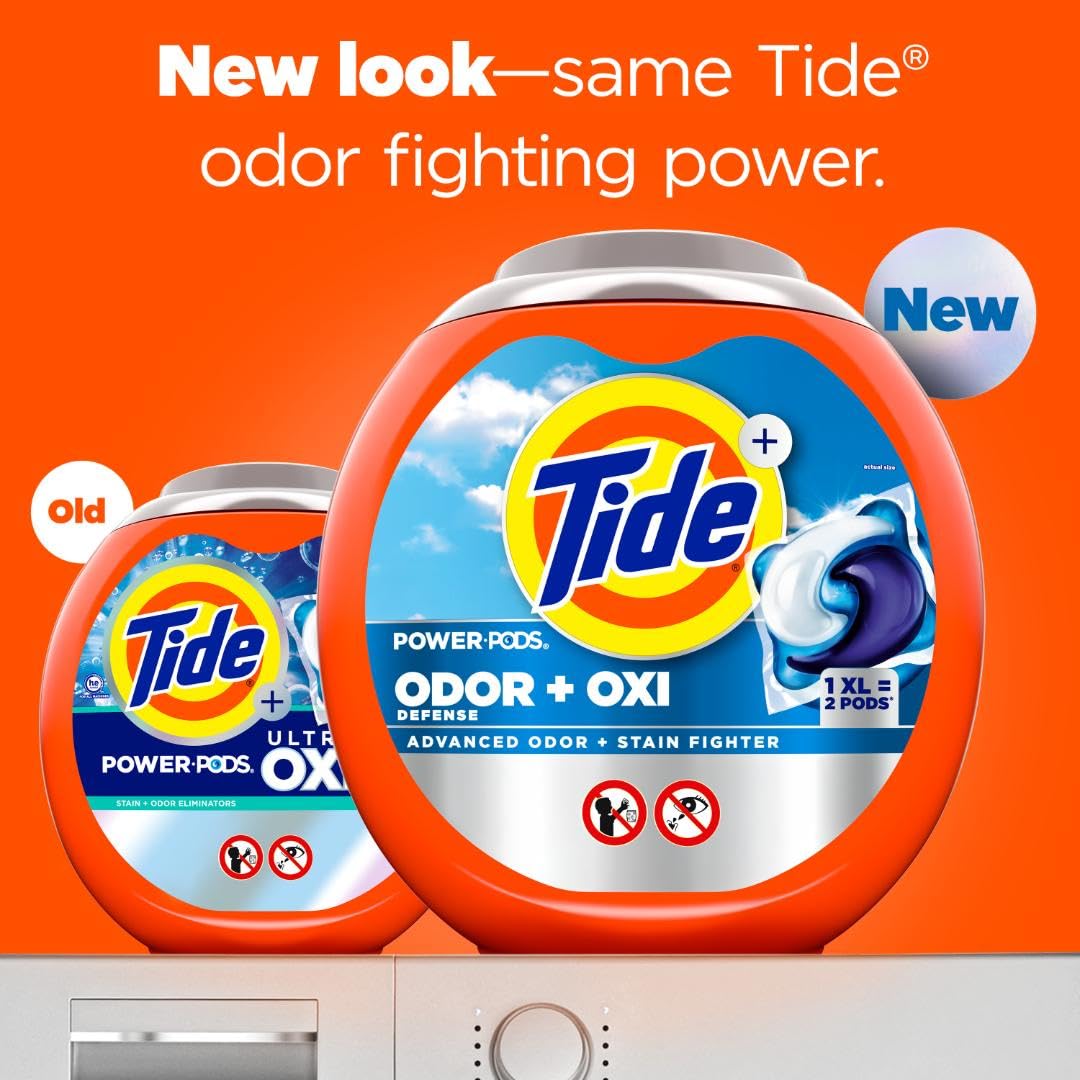 Tide Ultra OXI Power PODS with Odor Eliminators Laundry Detergent Pacs 63 Count For Visible and Invisible Dirt