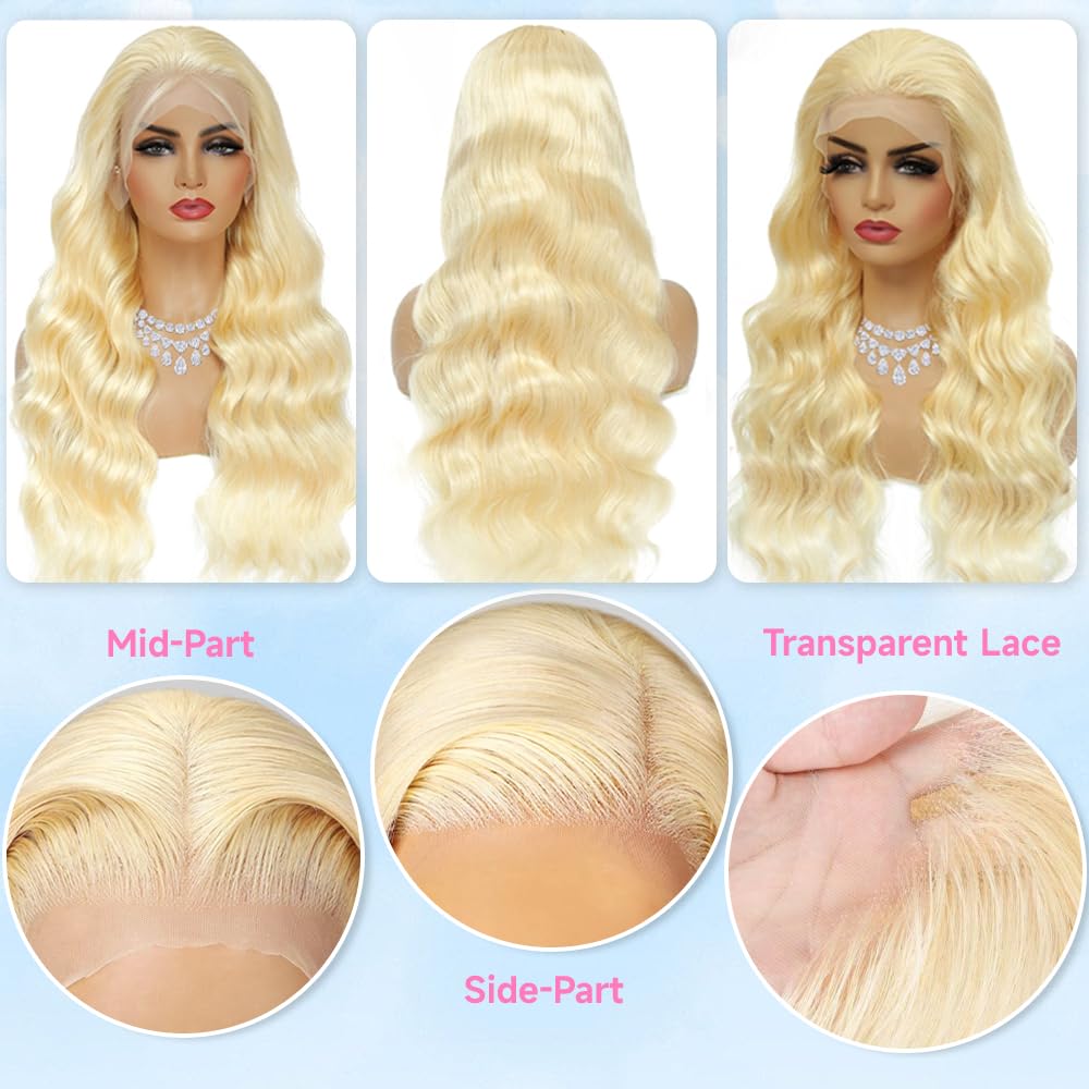 JINNOO 30 Inch 613 13x6 Lace Front Wig Human Hair 200 Density Blonde Wig Human Hair 613 HD Lace Frontal Wig Body Wave Lace Front Wigs Human Hair Pre Plucked Glueless Blonde Human Hair Wigs