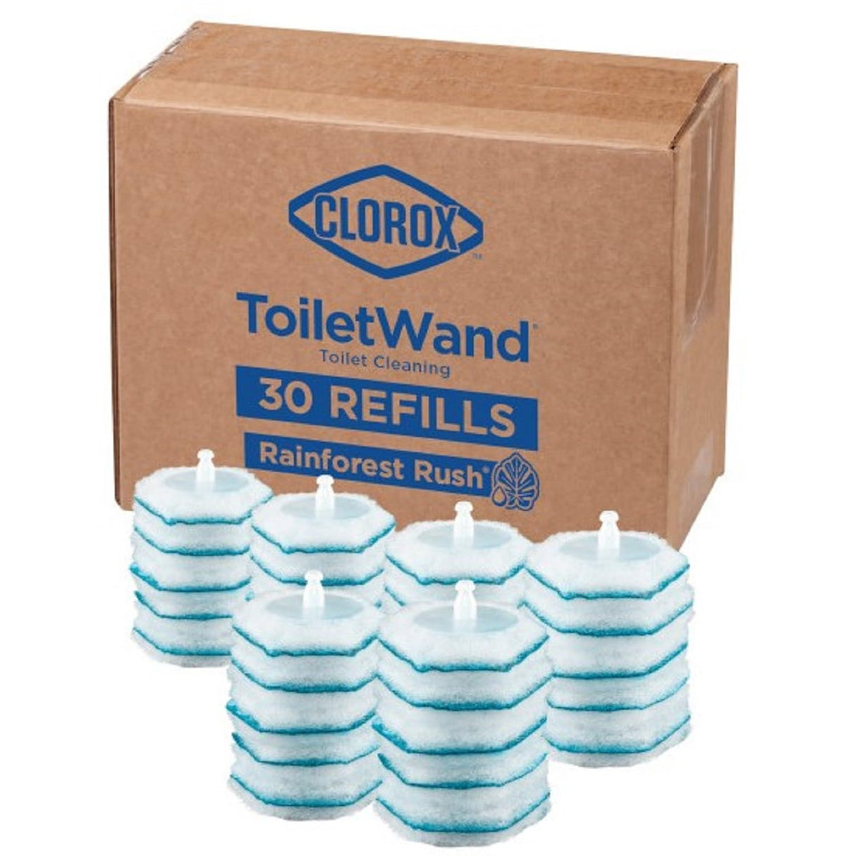 Clorox ToiletWand Disinfecting Refills, Rainforest Rush, 30 Ct (Package May Vary)