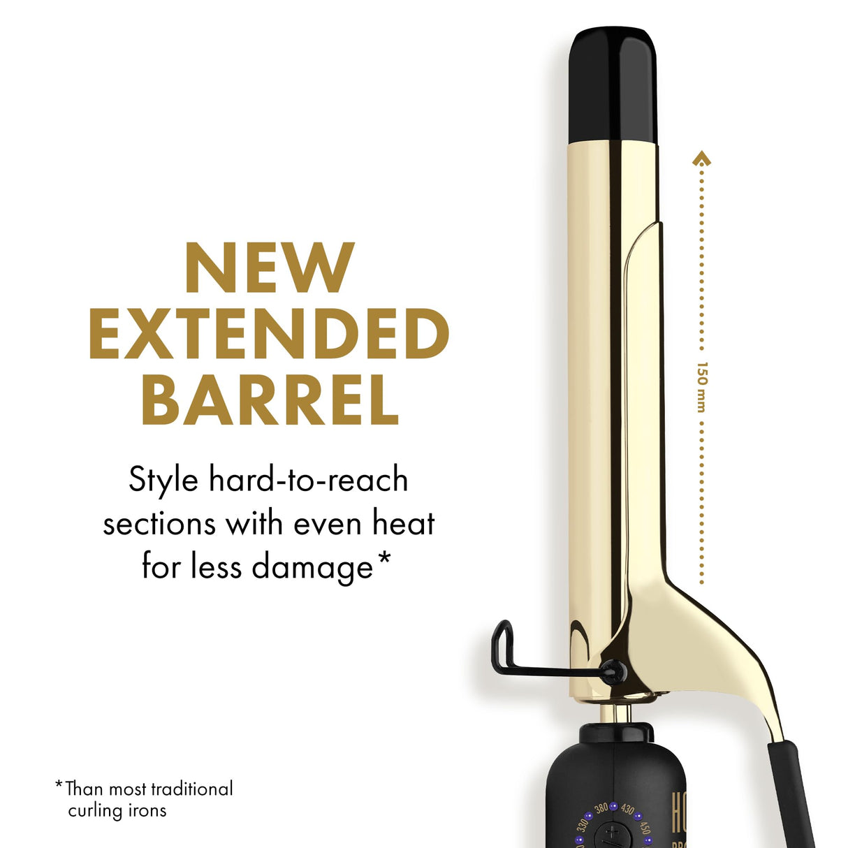 HOT TOOLS New and Improved 24K Gold Professional 1" Extended Barrel Curling Iron with Clamp for Bouncy Curls | 24K Gold Technology for Long-Lasting Results & Longer Barrel for Easy Styling