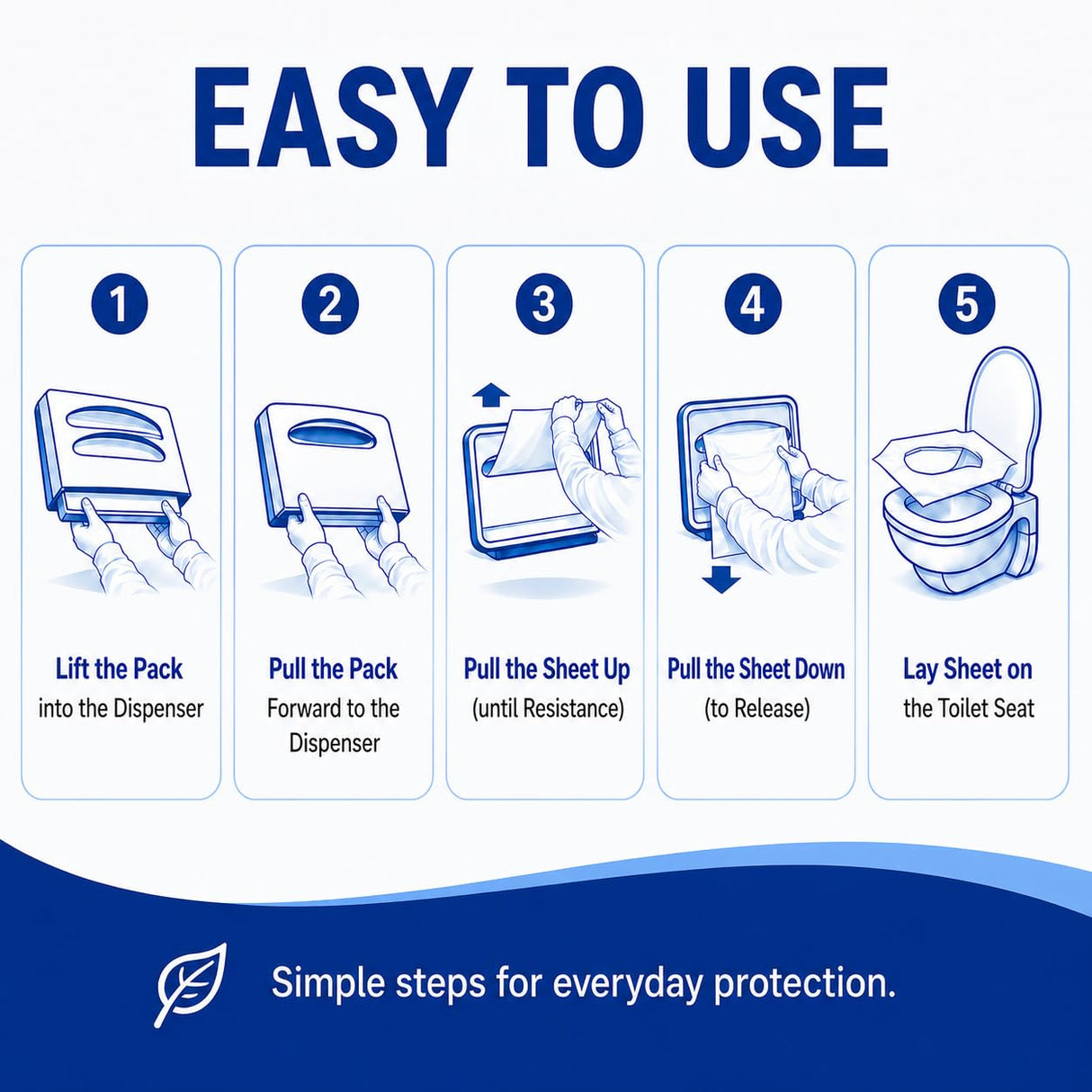 MP MOZZPAK Toilet Seat Covers Disposable Flushable – 2000 Sheets (8 Packs of 250) | Flushable Half-Fold Paper Liners | Hygienic Protection for Public Restrooms, Travel, Hotels, Kids Potty Training