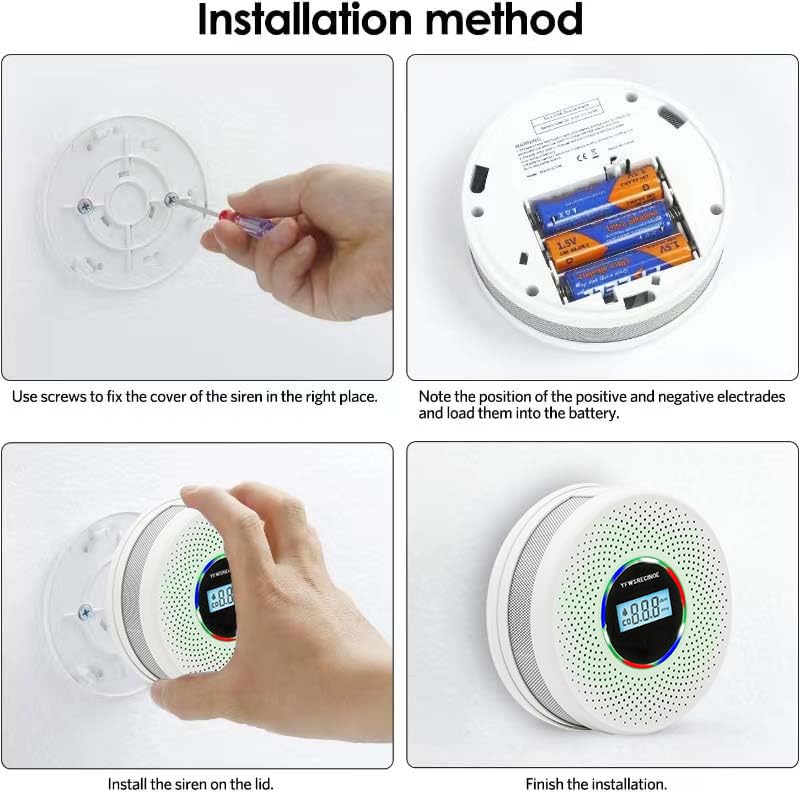 Yfwsrecinoe 5 Pack Upgraded Combination Smoke and Carbon Monoxide Alarm Detector, Dual Sensor Smoke Alarm&Carbon Monoxide Detector (Includes Battery)