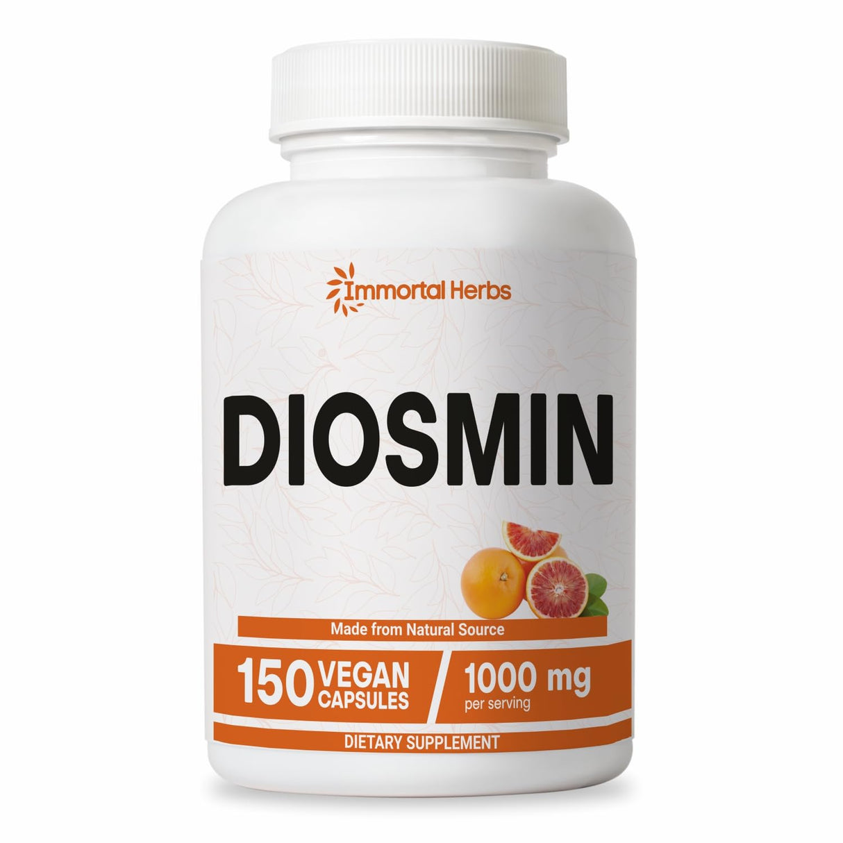 Immortal Herbs Pure Diosmin 1000mg Complex Formula, 150 Capsules, Citrus Bioflavonoids Rich Fruit Extract, 100% Vegetarian, Non-GMO & Gluten Free Diosmin Supplement