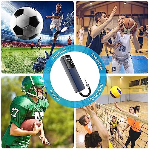 Pumteck Electric Ball Pump, Smart Air Pump Portable Fast Ball Inflation with Precise Pressure Gauge and Digital LCD Display for Football Basketball Volleyball Football (2 Pin and 1 Spout)