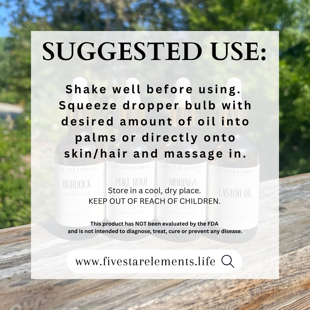 Five Star Elements Poke Root Castor Oil 4oz, Clear