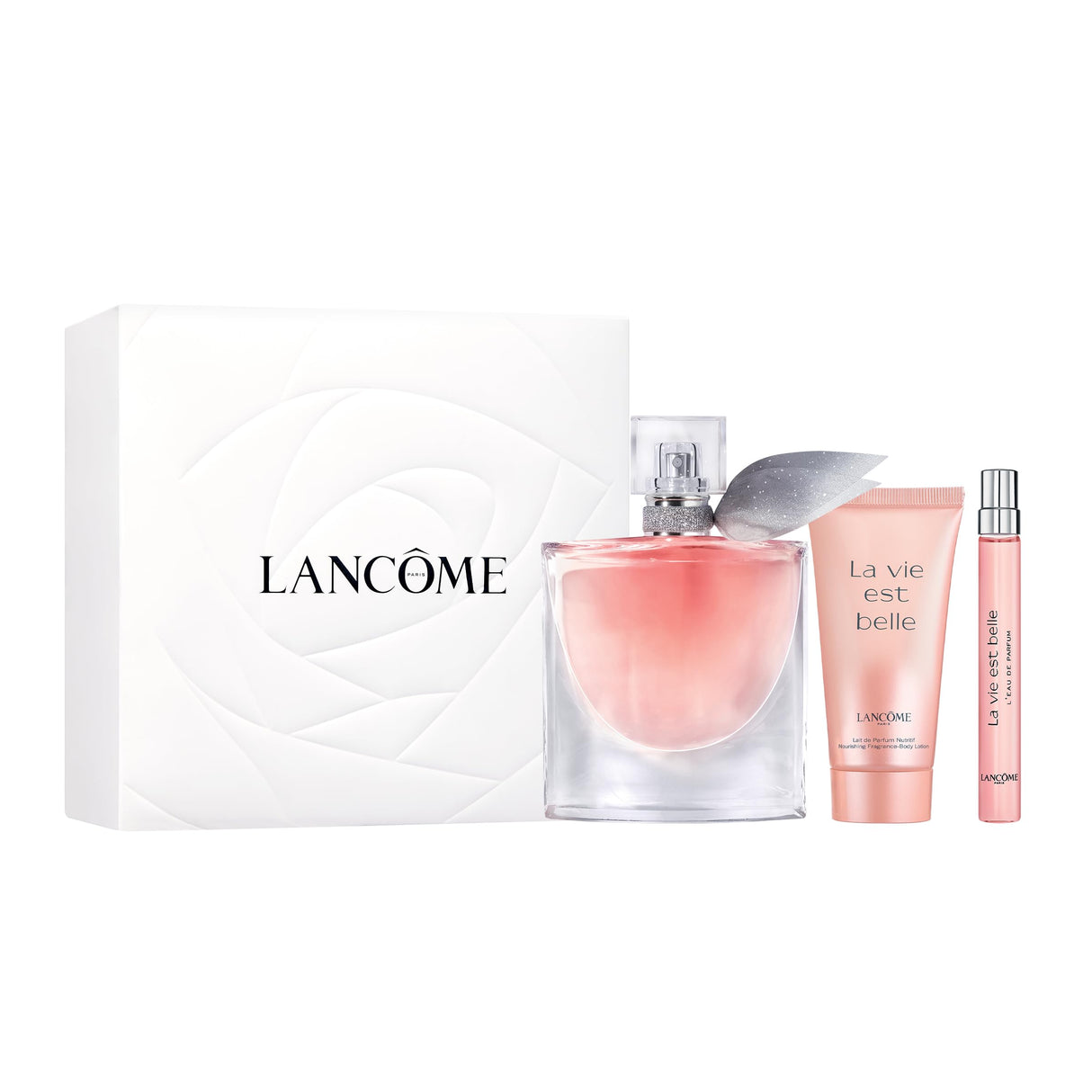 Lancôme La Vie Est Belle Valentine’s Day Set - With Full-Size Refillable La Vie Est Belle Eau De Parfum Spray 3.4 Fl. O, Full-Size Refillable Purse Spray 0.34 Fl. Oz, and Body Lotion 1.7 Fl. Oz