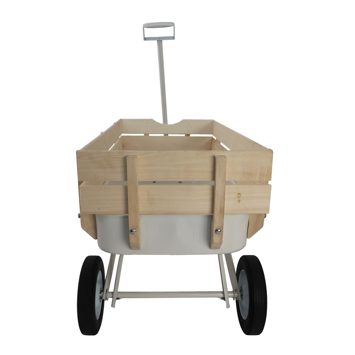 ZeHuoGe Outdoor Sport Wagon All Terrain Pulling w/Removable Wooden Side Panels, Solid Tires Big Foot Panel Wagon,Pull-Along Wagons (White)