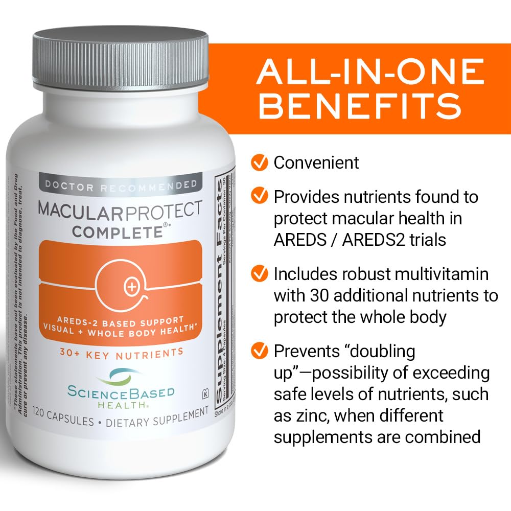 MacularProtect Complete – AREDS 2 Eye Health Supplement + Daily Multivitamin – 30+ Key Nutrients with Lutein & Zeaxanthin - Supports Eye, Vision & Whole Body Health – 120 Capsules