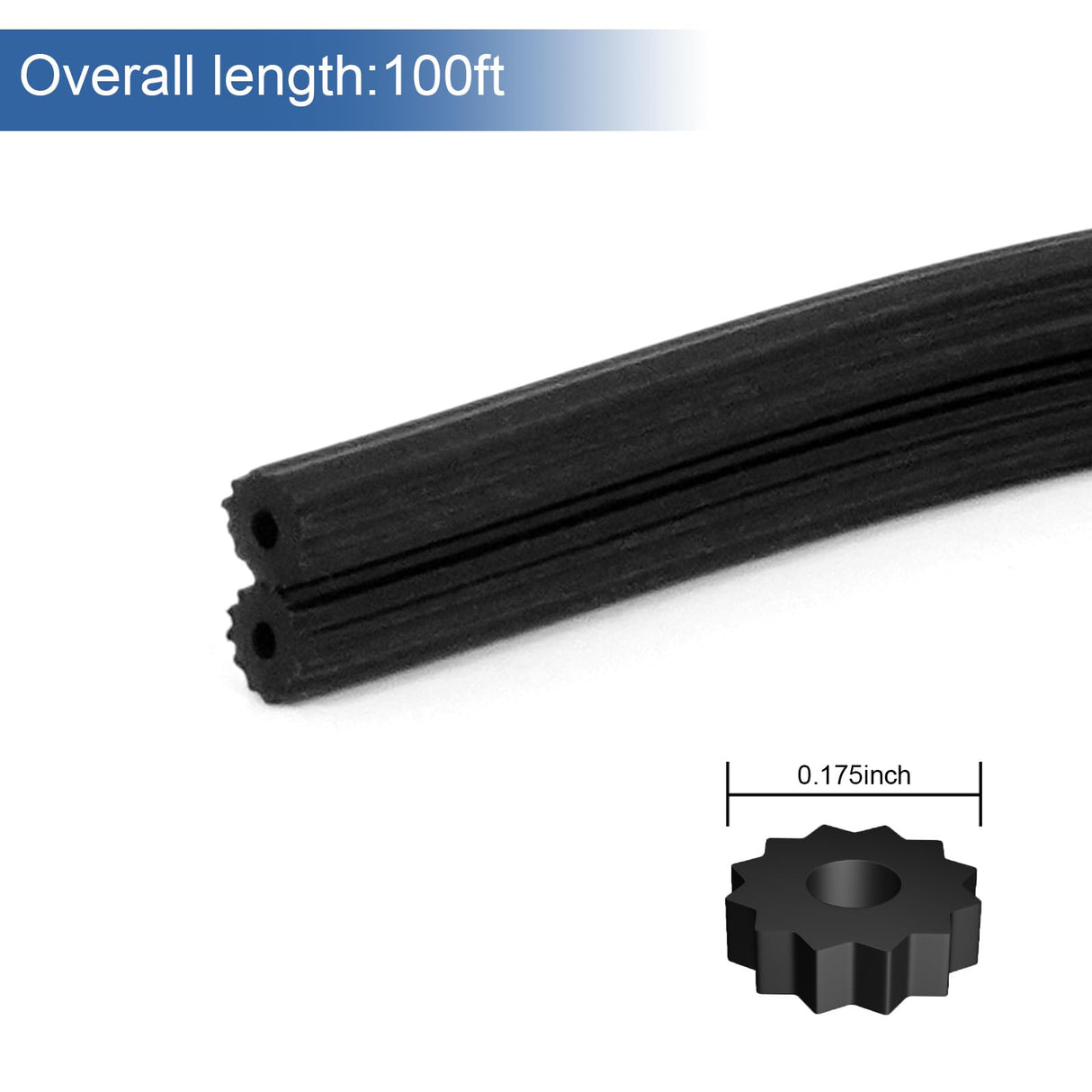 Lussgucc Window Screen Spline, 0.175" x 100' Replacement Round Black Window Screen Retainer Spline, Window Screen Repair