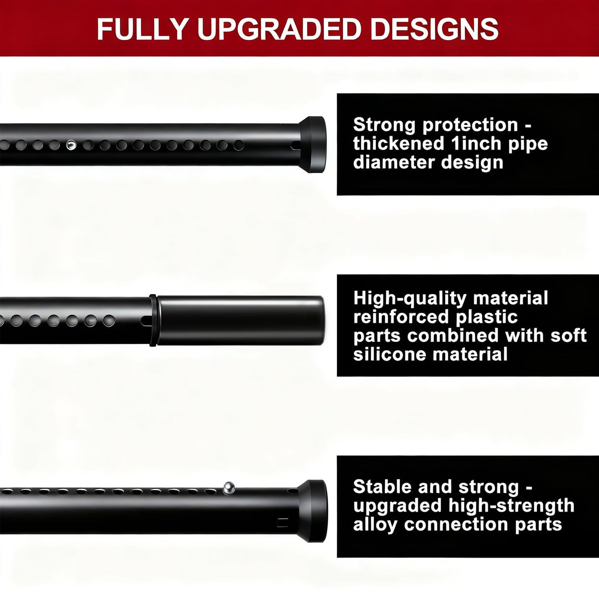 AceMining Sliding Door Security Bar,Heavy Duty Sliding Patio Door Lock Bar, 20-50inch Adjustable Multi-use Window Security Bars, Sliding Door Stopper,Black,1Pack