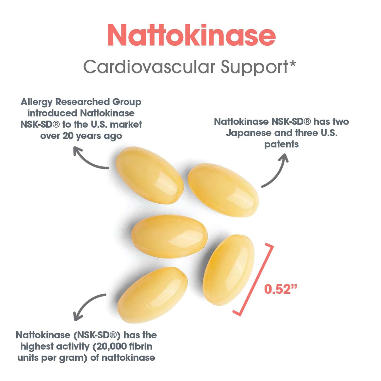 Allergy Research Group Nattokinase 2000 FU / 100mg - Nattokinase Supplement for Women and Men, Natural Enzyme Support for Heart and Blood Health - 180 Softgels