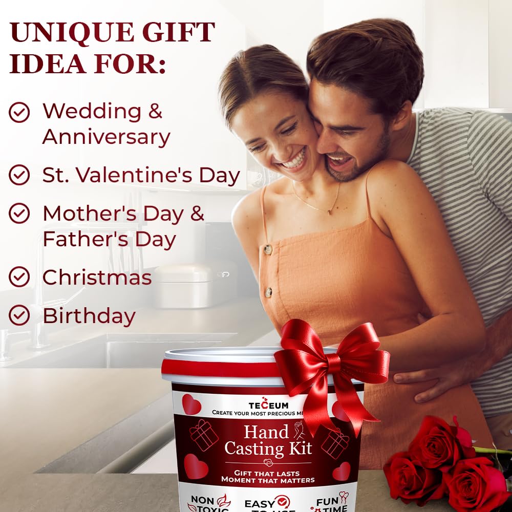 TECEUM Hand Casting Kit β Unique Gift for Babies & Adults β Ideal DIY Gift for Your Loved Ones, Couples, Family β For Wedding, Anniversary, Baby Shower, Motherβs Day, Christmas β Romantic Gifts β Kit1